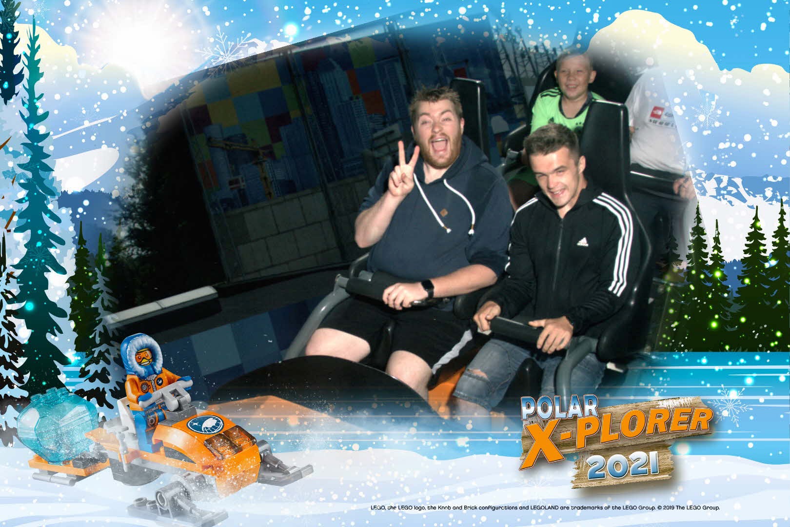 LEGOLAND Billund review IMG 8441 showing Timo van den Berg and Peter Smit on the Polar X plorer ride photo at LEGOLAND Billund Denmark