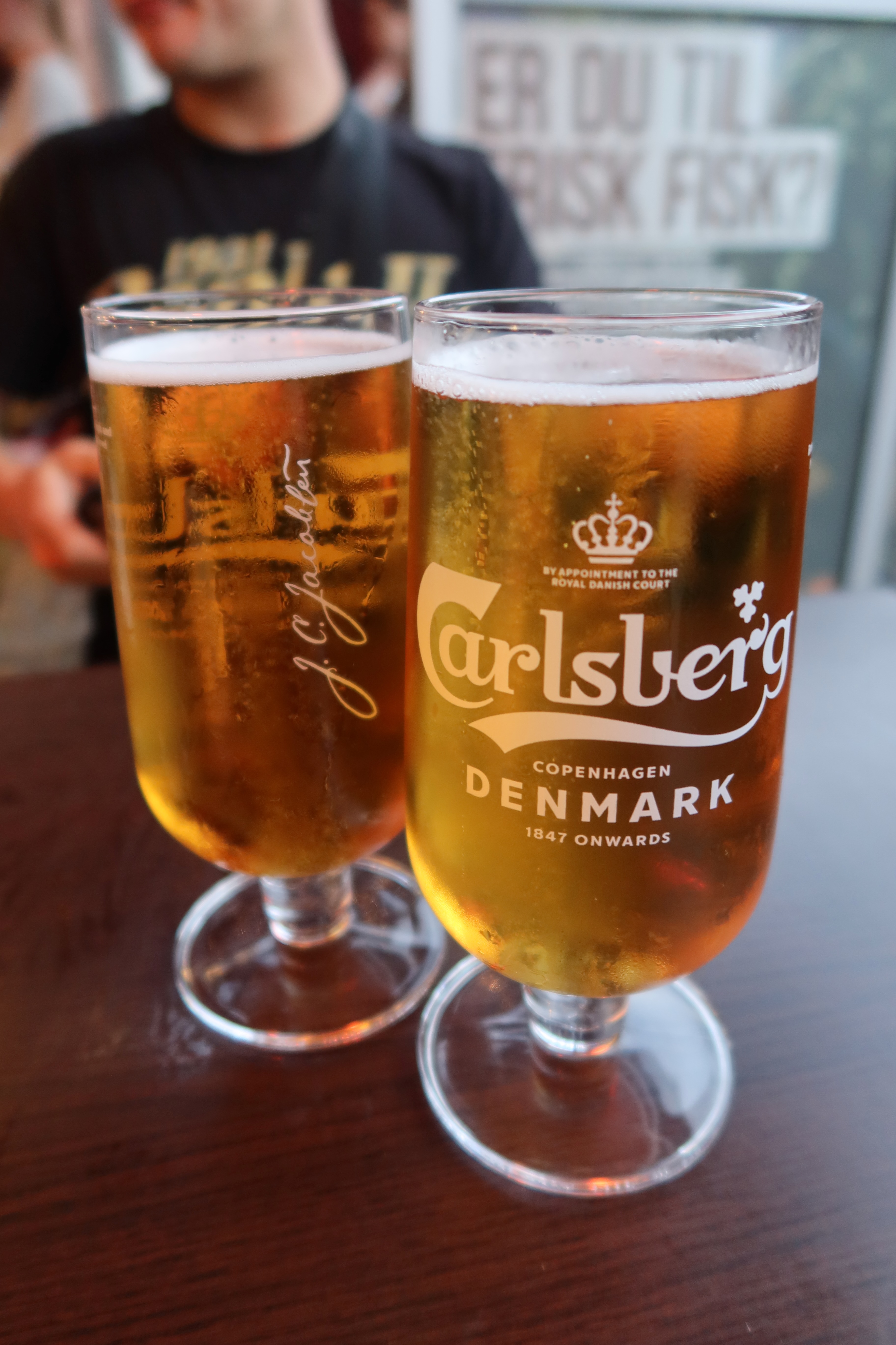 Dronning Louise Esbjerg Review with two cold Carlsberg beers on the terrace in Esbjerg Denmark