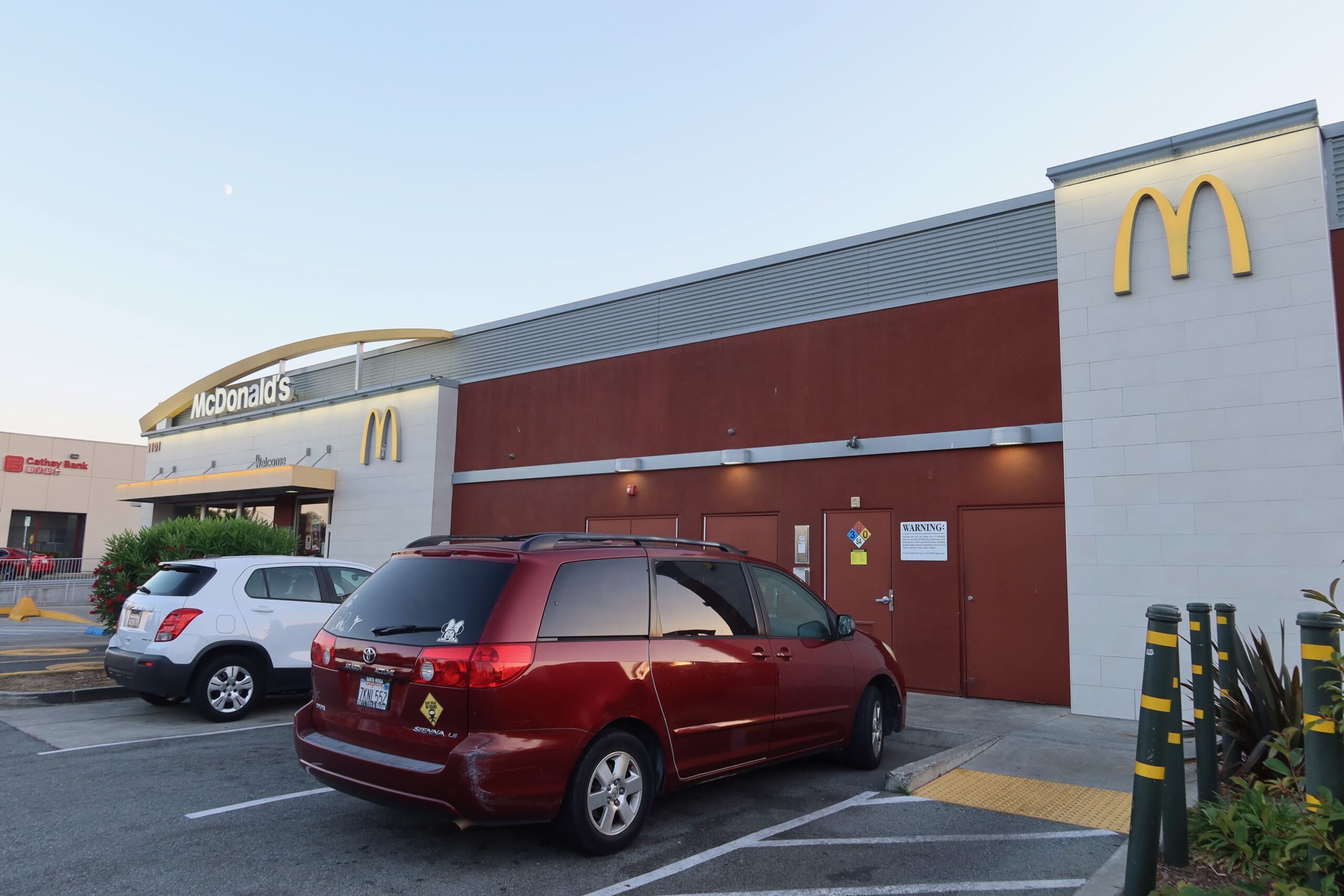 Exterior of McDonald’s on El Camino Real in Millbrae, California, located across the street from SFO El Rancho Inn. The McDonalds Millbrae El Camino Real is accross the street of a local motel.