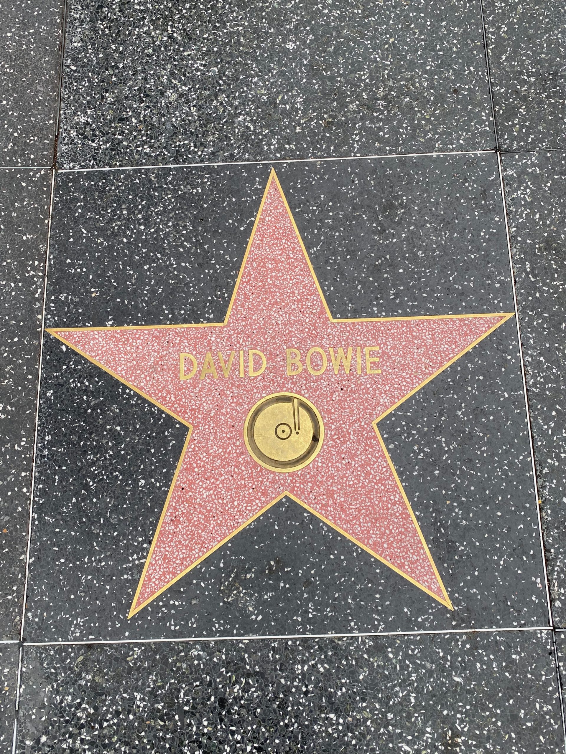 David Bowie’s star on the Hollywood Walk of Fame in Los Angeles, honoring the legendary musician along Hollywood Boulevard.