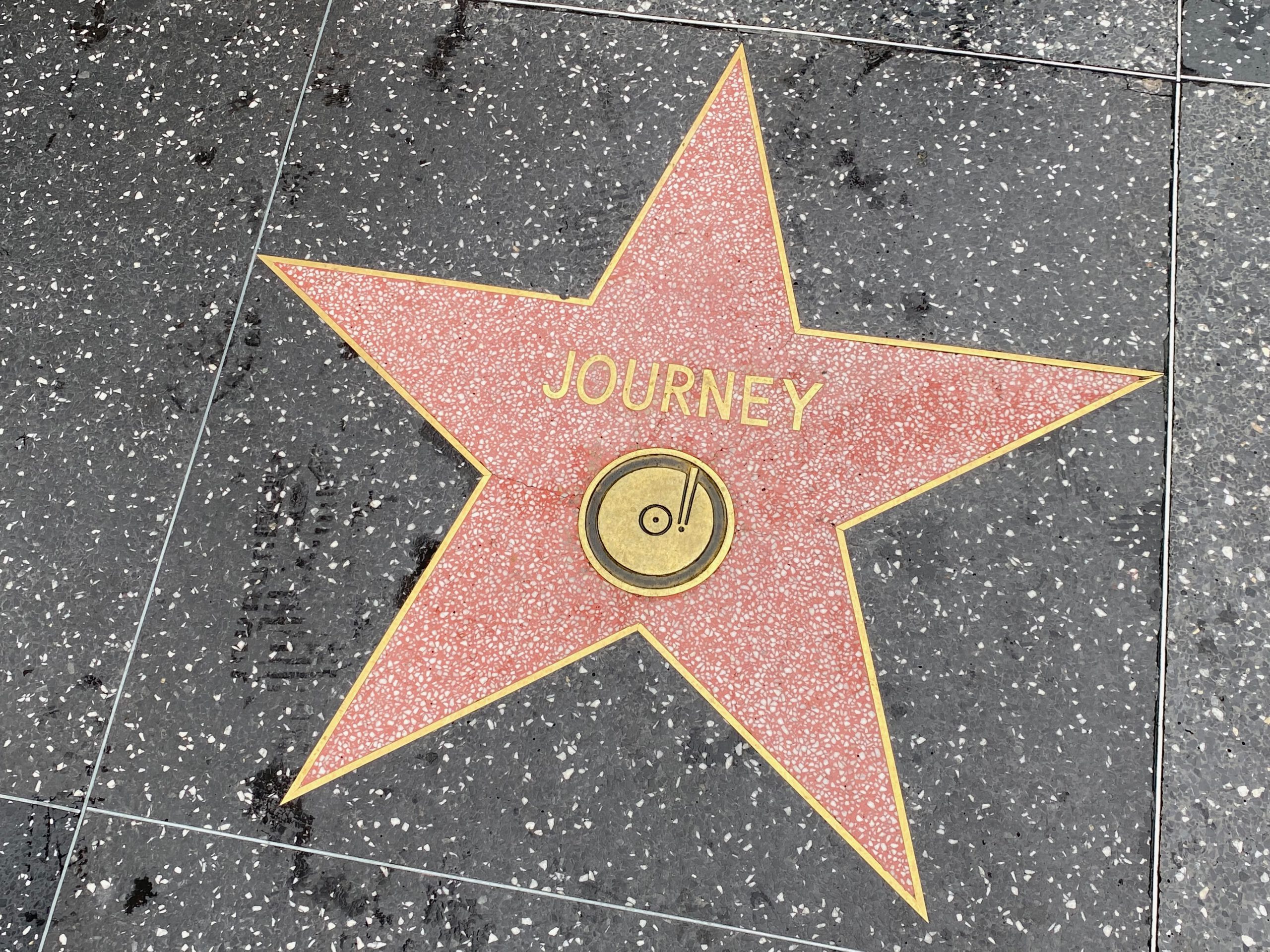 Journey’s star on the Hollywood Walk of Fame in Los Angeles, featuring the recording icon on Hollywood Boulevard.