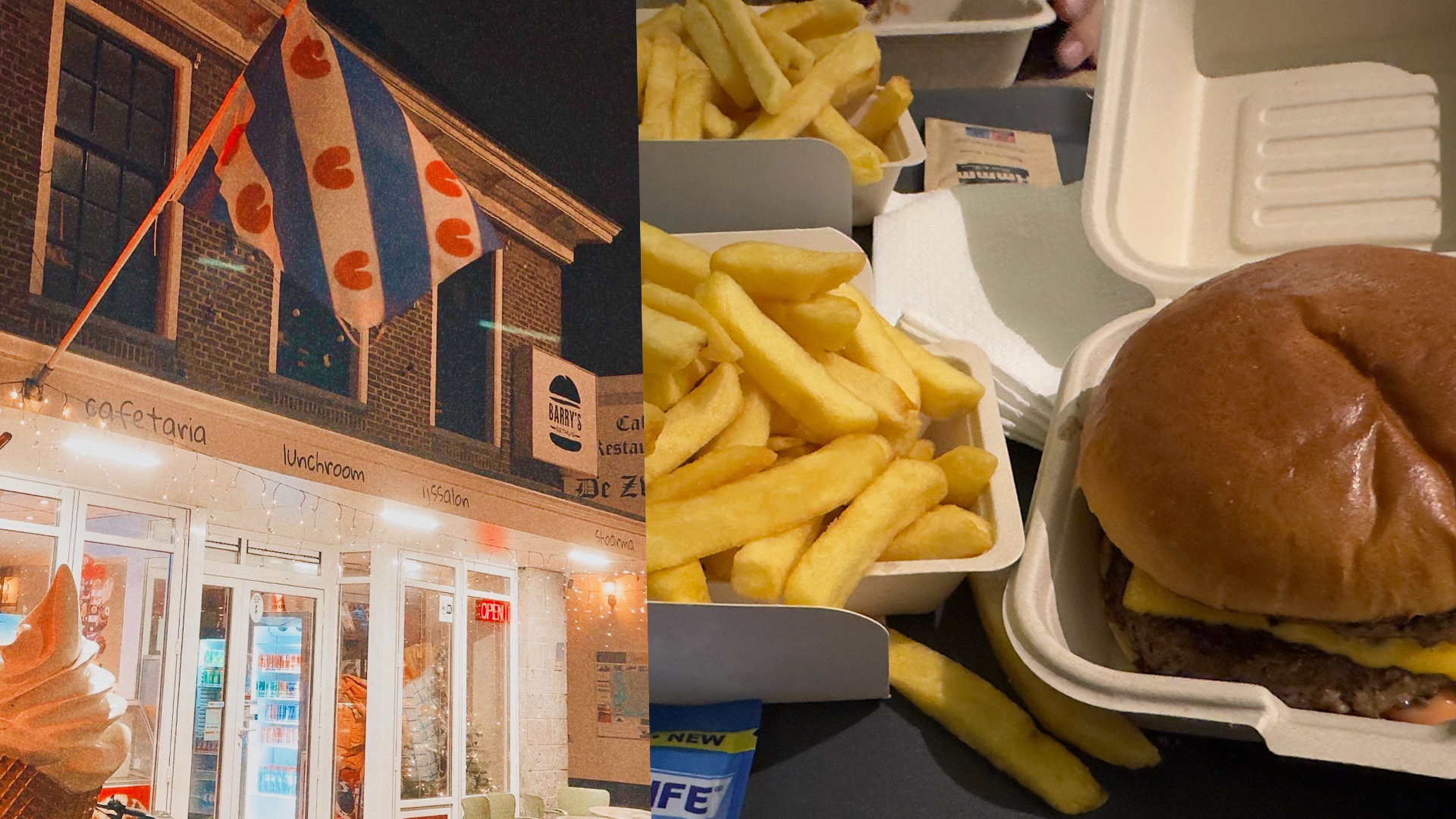 Barry’s Eethuis Makkum exterior in Friesland combined with a fresh smash burger and fries, a popular local food stop near the Afsluitdijk