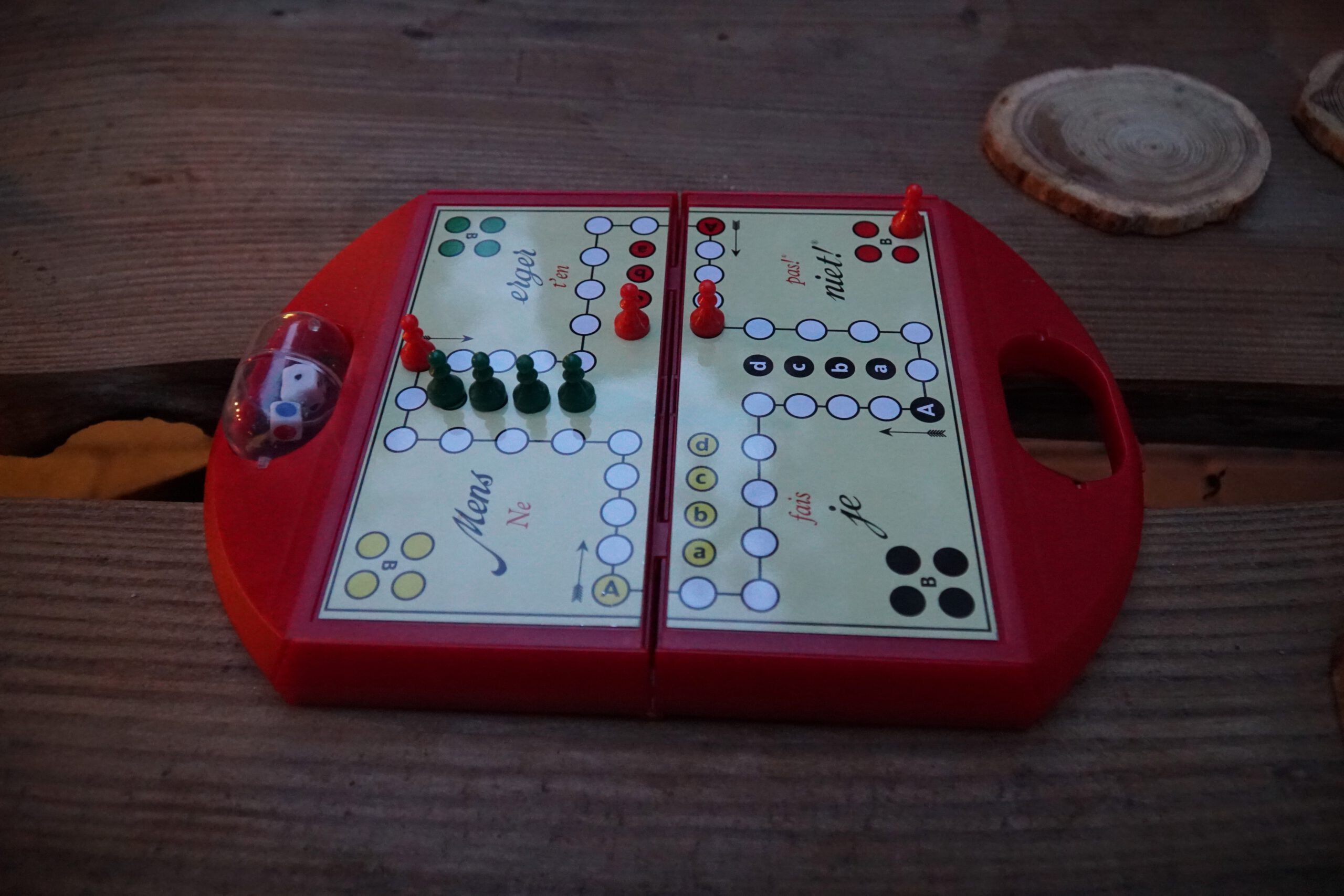 Solevad Cottage in the Forest, classic board game played outdoors on a wooden table during a relaxed forest stay