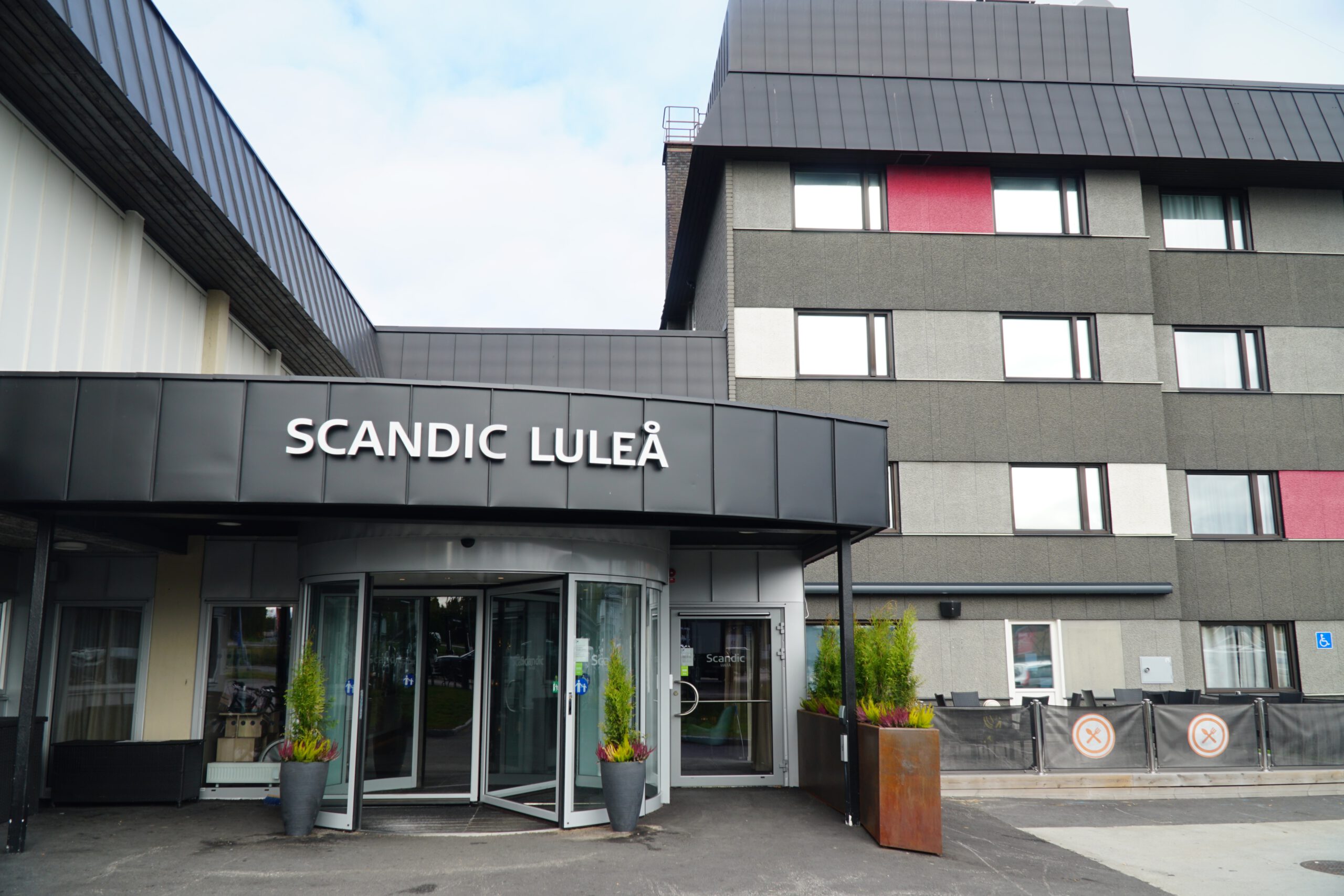 Scandic Luleå Hotel exterior with main entrance, modern Scandinavian hotel building in Luleå Sweden