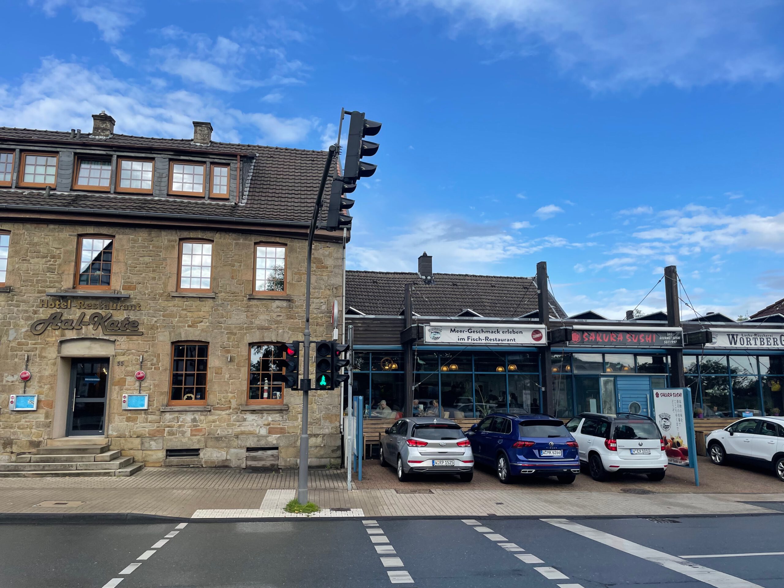 Hotel Aal-Kate Wuppertal exterior with historic stone facade, restaurant frontage and street view in Wuppertal Germany