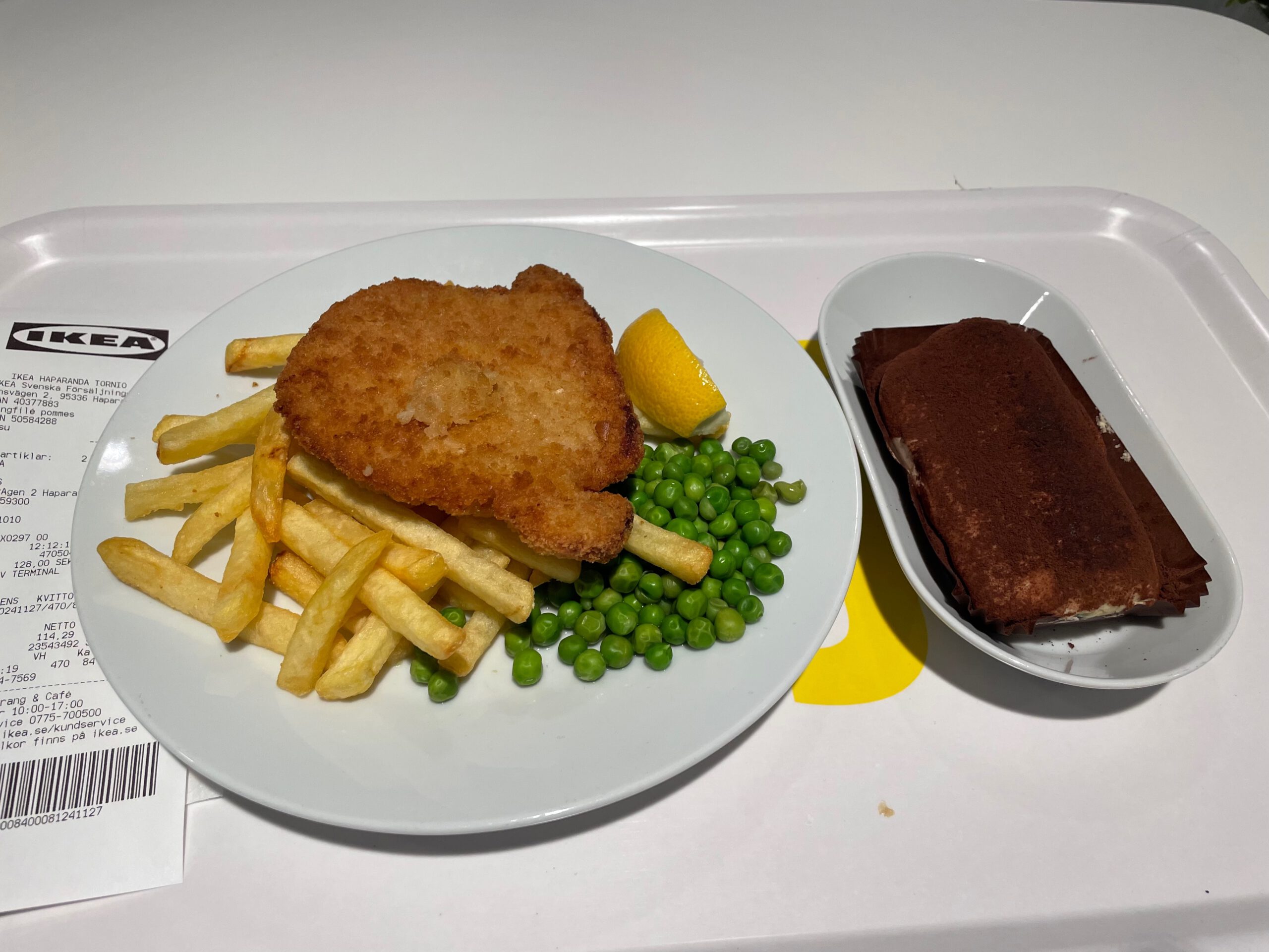 IKEA hotdogs with fresh buns and coffee at the food corner inside IKEA Haparanda Restaurant and Store
