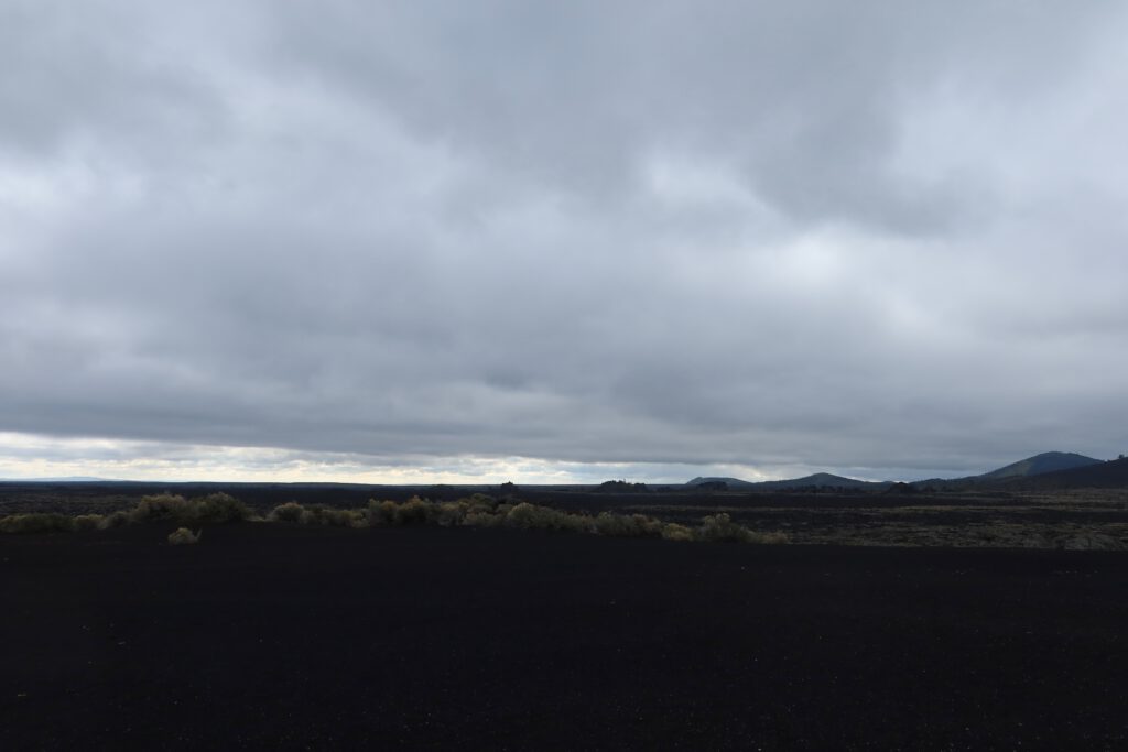 Dramatic overcast sky above the vast lava plains of Craters of the Moon National Monument in Idaho