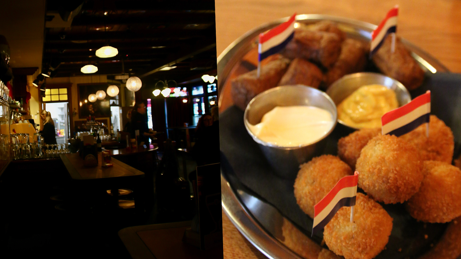 Café Rembrandt Schiphol experience with traditional Dutch snacks and the cozy brown café interior at Schiphol Amsterdam Airport