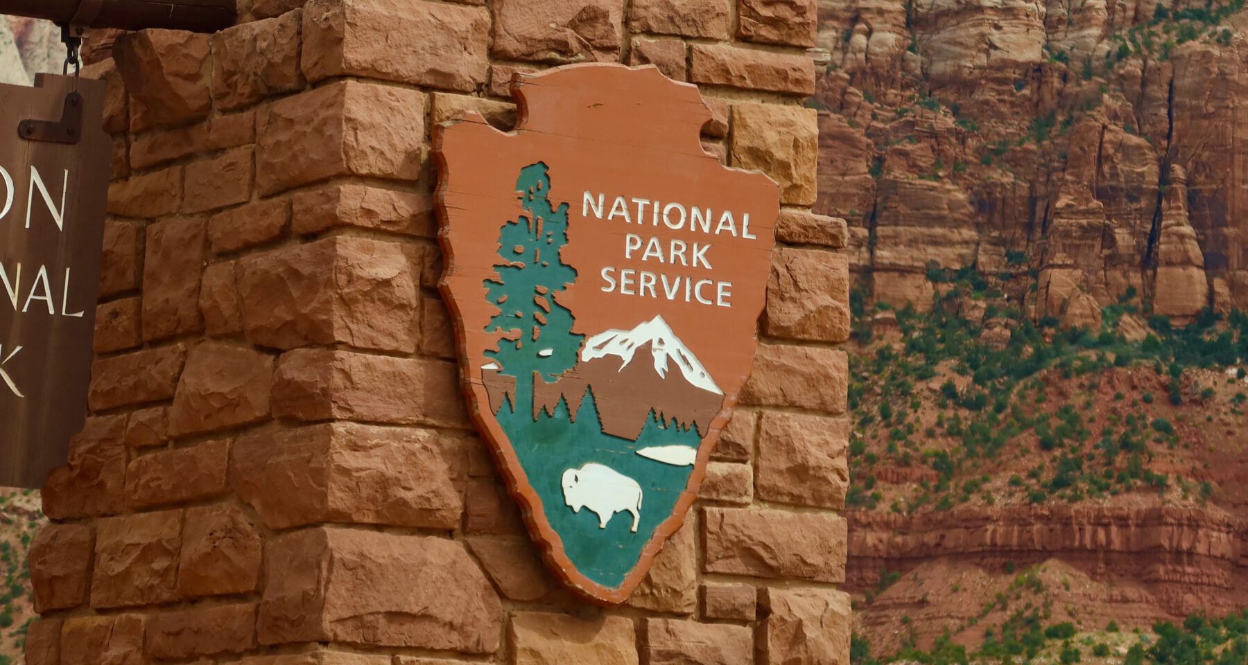National Park Service sign at Zion National Park, one of the nicest national parks in West USA