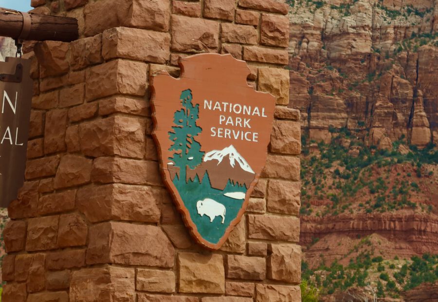 National Park Service sign at Zion National Park, one of the nicest national parks in West USA