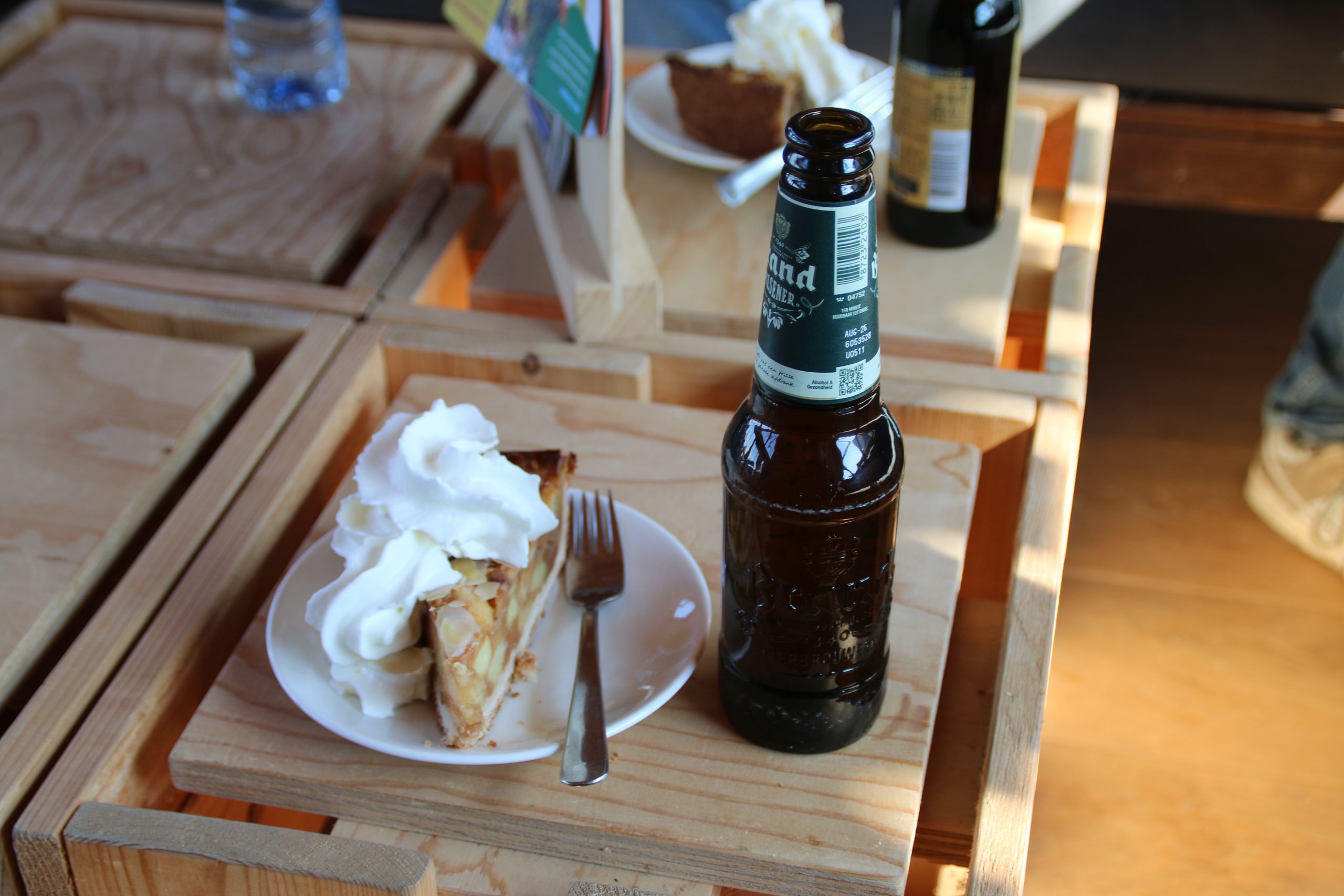 Marker Wadden island visit with Brand Pilsener and apple pie served inside Eilandpaviljoen Marker Wadden