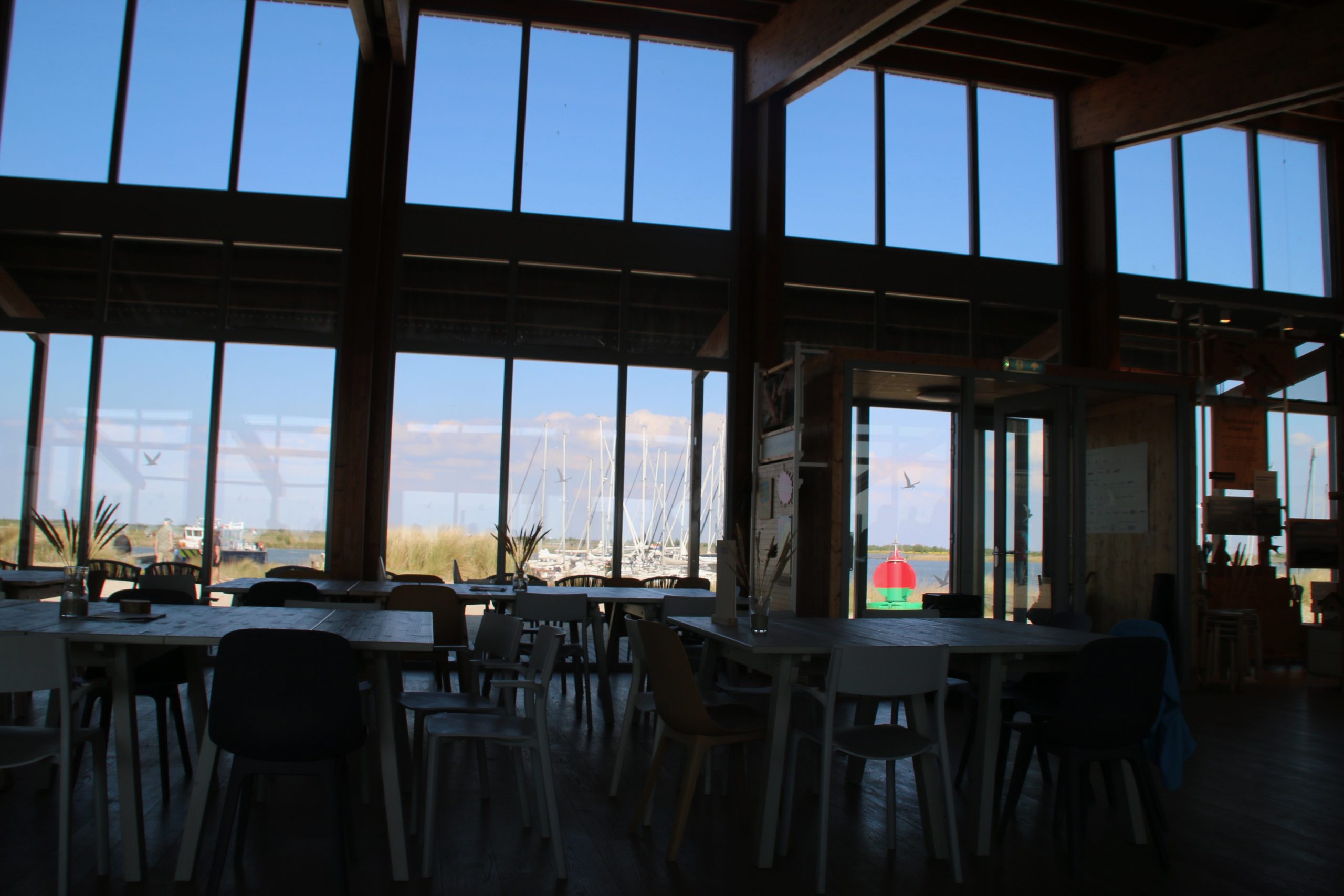 Marker Wadden island visit inside the quiet Eilandpaviljoen Marker Wadden restaurant overlooking the harbor